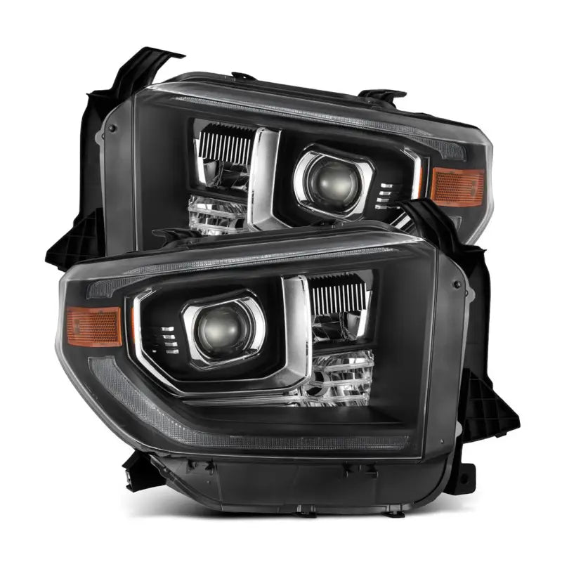 Black projector headlights from Alpharex USA Luxx-Series for upgraded car style