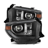 Black projector headlights from Alpharex USA Luxx-Series for upgraded car style