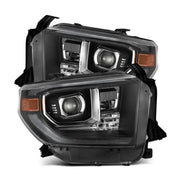 Black projector headlights from Alpharex USA Luxx-Series for upgraded car style