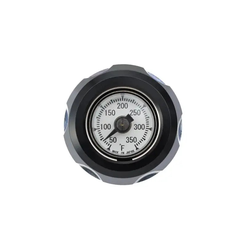 Gray temperature gauge cap for oil temp dip stick on 88252 Harddrive Oil Temp Dip Stick M8 Black And Machined