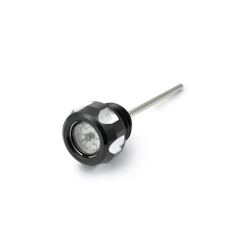 Black and silver oil temp dip stick for measuring oil temperature in engines