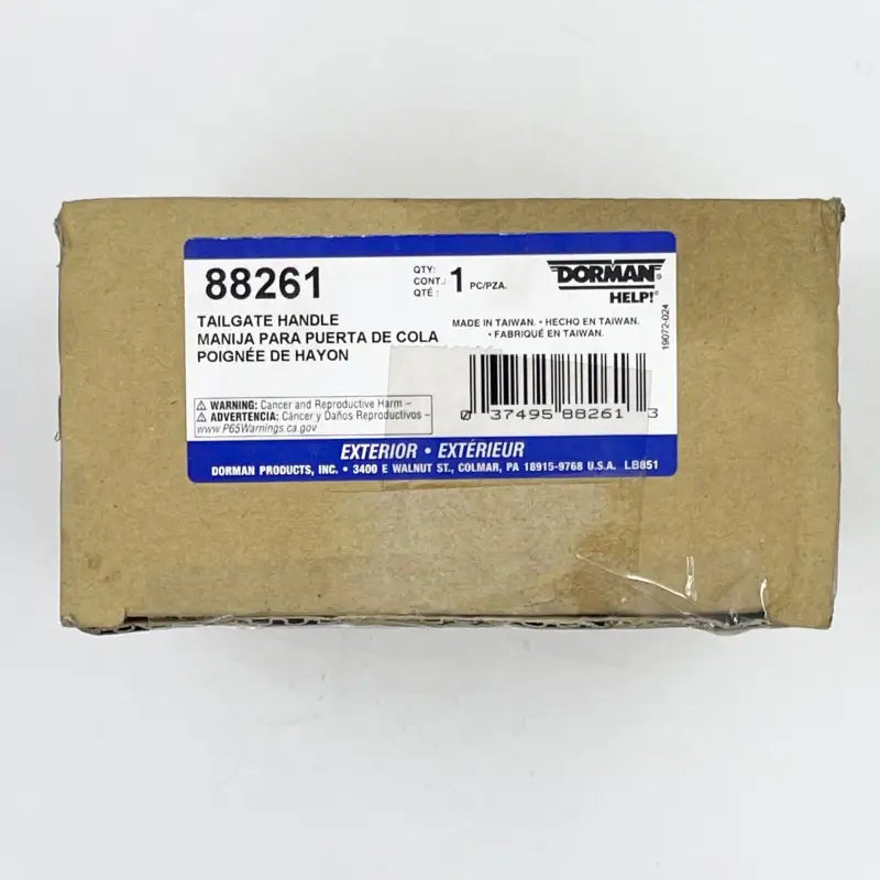 Cardboard box with a Dorman tailgate handle for 88261 Dorman Tailgate Handle replacement