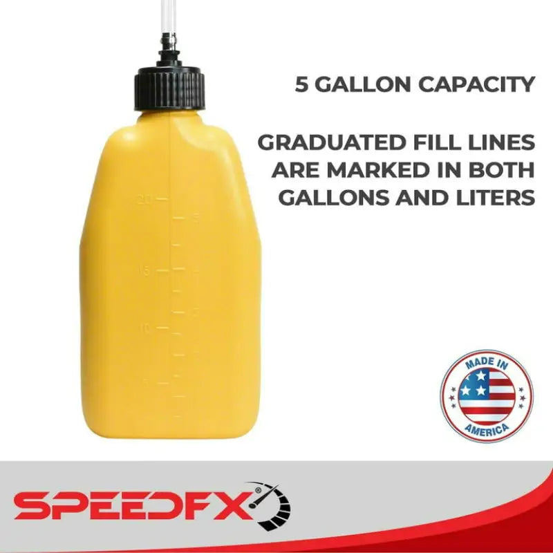 Yellow 8833 Speedfx Jug with 5 gallon capacity and graduated fill lines, ideal for RV, automotive, powersports, off-road, marine, truck accessories, and interior needs. AVADA - Best Sellers, Must Haves.