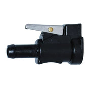 Black plastic quick connect fitting with gray lever for attwood marine female fuel line