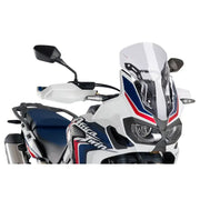 White Africa Twin motorcycle with 8904W Windscreen Racing Clear installed