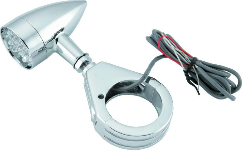 Bikers Choice 482422 Bikers Choice Chrome Mini LED Turn Signals W/ 41 MM Clamp Universal Custom Pr