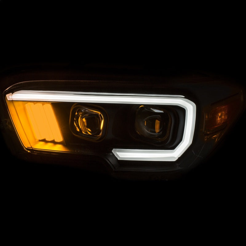 ANZO 111377 ANZO 2016-2017 Toyota Tacoma Projector Headlights w/ Plank Style Black w/ Amber