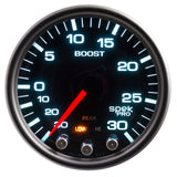 Autometer Spek-Pro Gauge Vac/Boost 2 1/16in 30Inhg-30psi Stepper Motor Peak & Warn Black/Smoke/Black - P30252