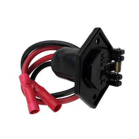 Black trailer wiring connector with red and black wires for 8M4000954 Motorguide Power Receptacle