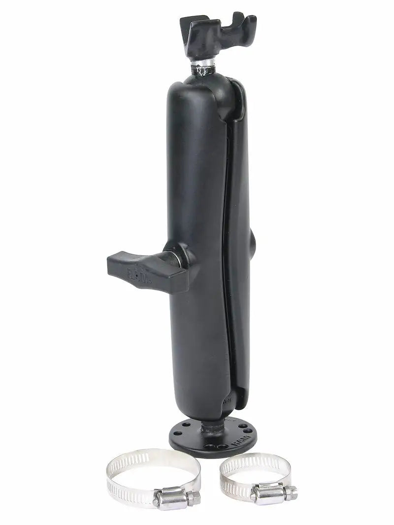 Black adjustable mounting arm with hose clamps for 8M4000978 Motorguide Lng Kit Ram Mt