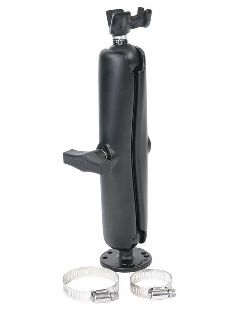 Black adjustable mounting arm with hose clamps for 8M4000978 Motorguide Lng Kit Ram Mt