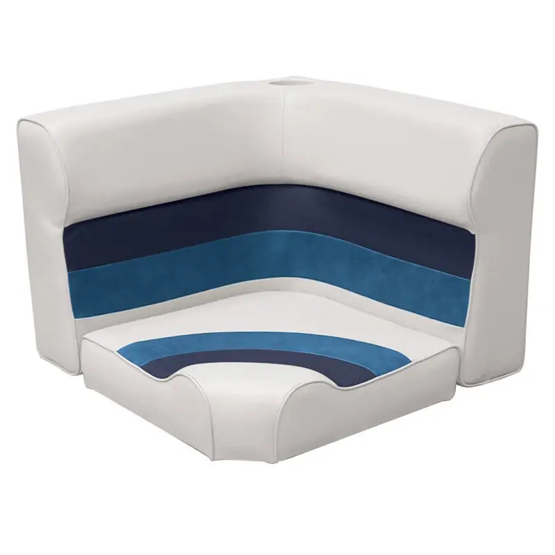 White and blue corner section boat seat from Wise Seating Deluxe Series