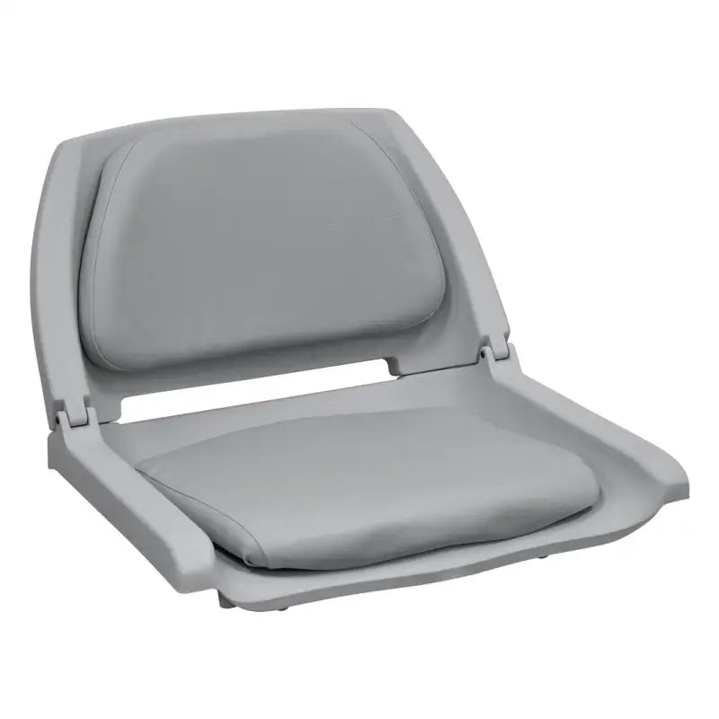8WD139LS-717 Wise Seating Padded Plastic Fold Down Seat, gray color, high-quality construction, comfortable padding, durable design, space-saving fold-down feature, ideal for boats and marine vessels.