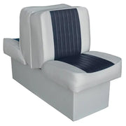 8WD707P-1-660 Wise Seating Deluxe Series Lounge Seat with premium marine-grade construction, featuring a stylish design with white and navy cushioned seats for ultimate comfort in outdoor spaces.
