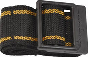 Attwood Marine 40' Battery Strap with metal buckle, rugged black and yellow polyester webbing.