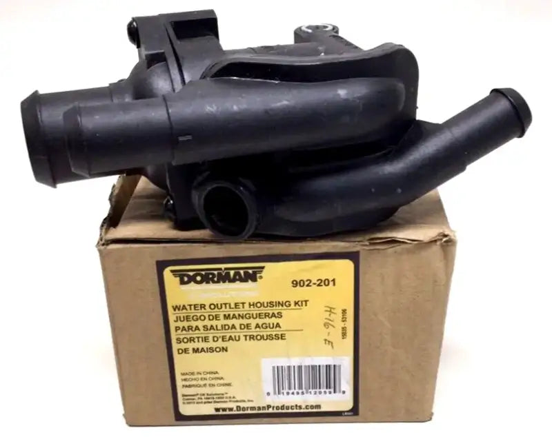 Black water outlet housing kit for Dorman T Housing helps maintain proper engine temperature