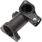 Black plastic coolant flange for Dorman Water Outlet replacement part