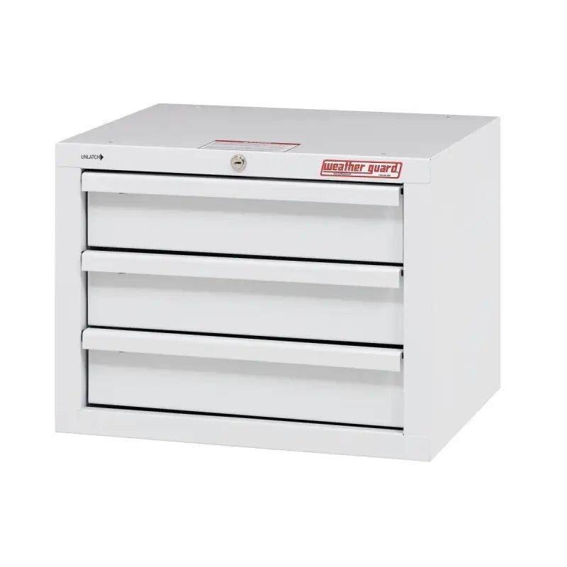 903-3-01 Weatherguard 3 Drawer Cabinet, durable white storage for tools, RV, automotive, powersports, off-road, marine, exterior, truck accessories, interior, truck bed, RV parts, AVADA - Best Sellers