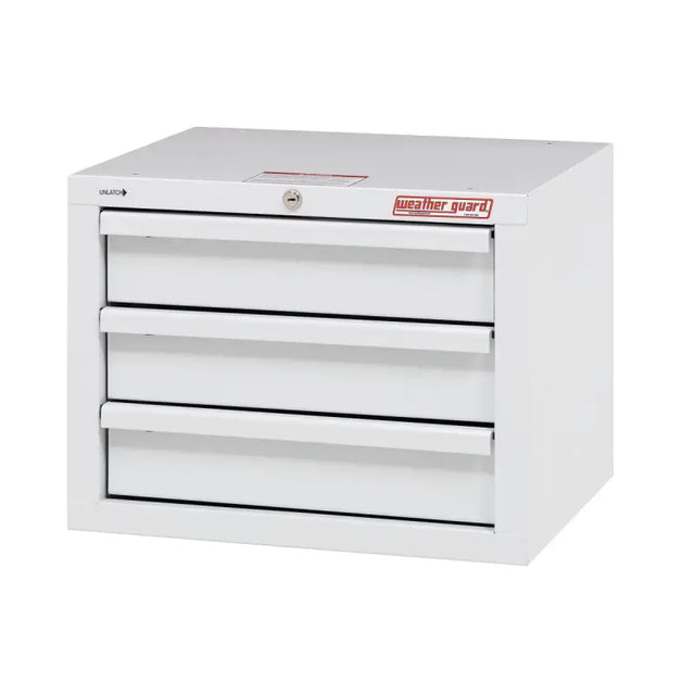 903-3-01 Weatherguard 3 Drawer Cabinet, durable white storage for tools, RV, automotive, powersports, off-road, marine, exterior, truck accessories, interior, truck bed, RV parts, AVADA - Best Sellers
