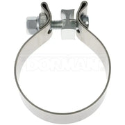 Metal exhaust clamp for secure Dorman tailpipe clamp installation