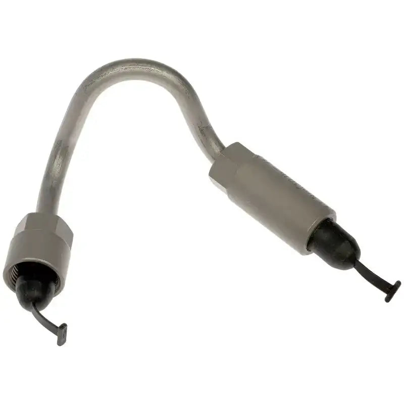 Bent metal fuel line with protective caps for Dorman Fuel Injector Feed Line replacement
