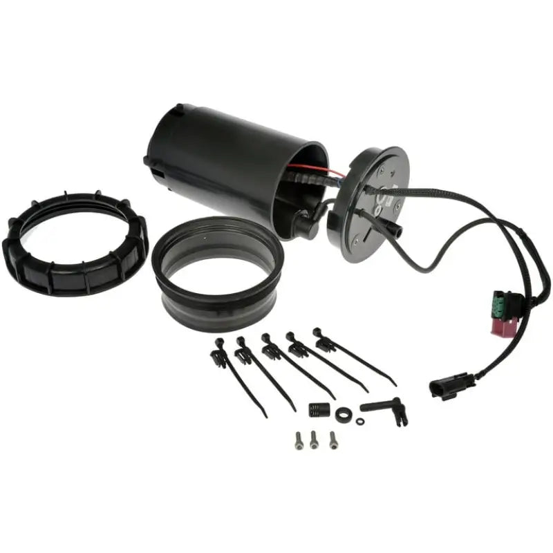 Black fuel pump assembly with hardware for Dorman DEF heater replacement