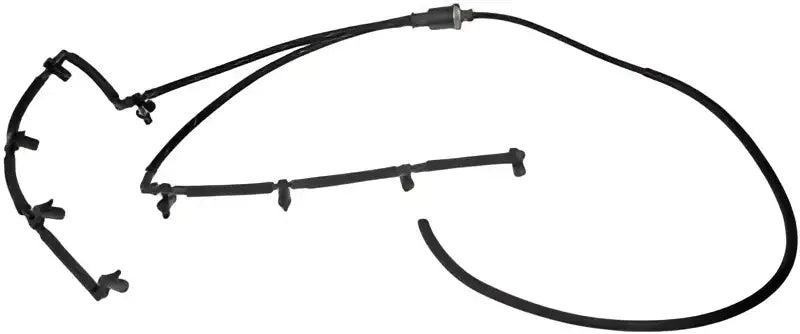 Black plastic irrigation tubing system for diesel fuel injector return hose setup