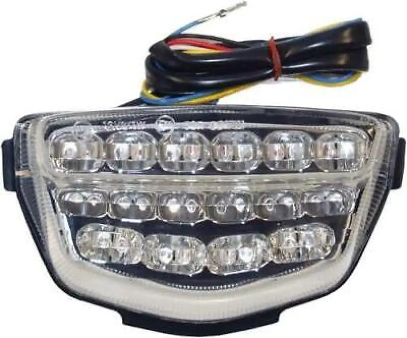 LED motorcycle tail light with wiring for intense luminescence DMP Powergrid series