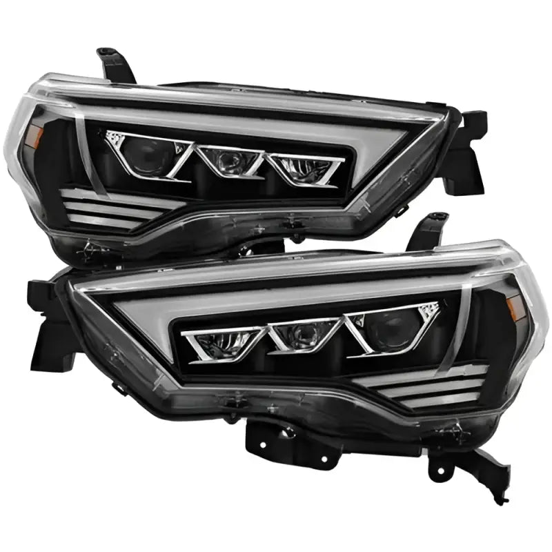 Black and silver Spyder Projectorheadlight with improved lighting output for cars