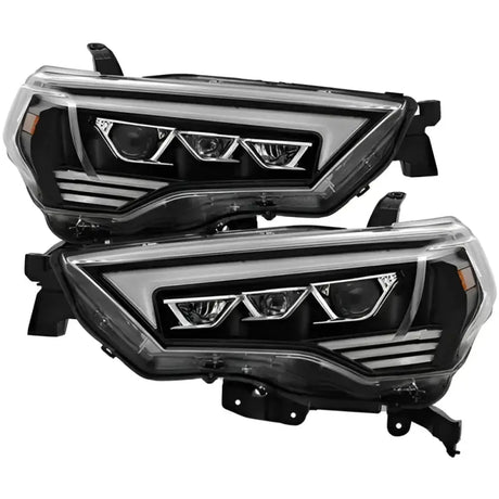 Black and silver Spyder Projectorheadlight with improved lighting output for cars