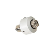 White cylindrical RF rotary joint for Deluxe Style Morad Mount in deluxe style setups