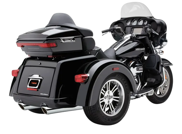 909 Twins 4" Slip Ons Black Tri Glide 09 22 - COBRA