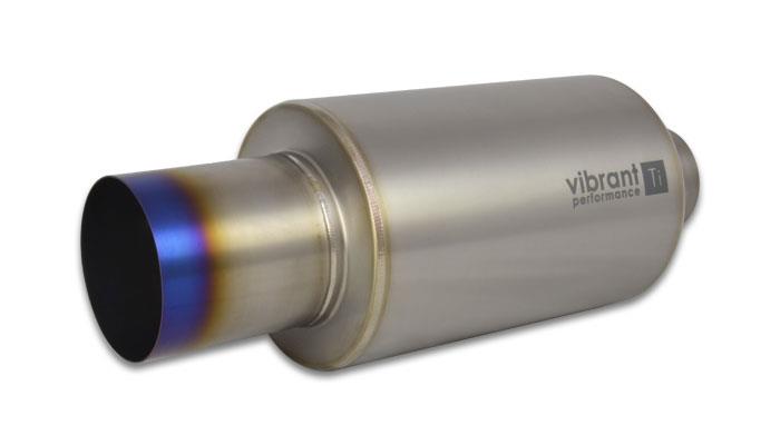 Vibrant 17561 Vibrant Titanium Muffler w/Straight Cut Natural Tip 2.5in. Inlet / 2.5in. Outlet
