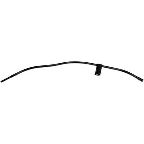Curved black Dorman dipstick tube with clip for engine maintenance