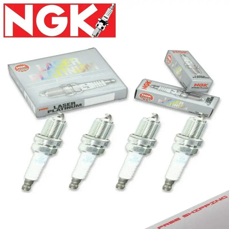 Four NGK ZFR5AP spark plugs with boxes for reliable engine performance
