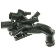 Black plastic engine coolant thermostat housing for CST Motorad Thermostat 921-221