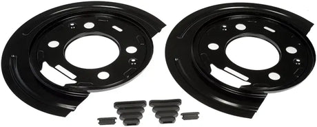 Two black Dorman Dust Shield with rubber parts for car brake protection
