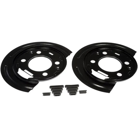 Black metal Dorman Dust Shield with rubber grommets for better brake dust protection