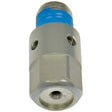 Silver metal oil pressure valve with blue sealant for Dorman Oil Pressure Valve repair