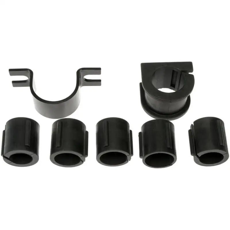 Black plastic bushings and brackets from Dorman sway bar bushing kit for smooth ride