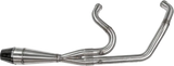 Silver brushed stainless steel shorty exhaust system with conical muffler for Softail