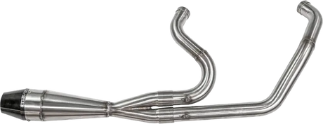 Silver brushed stainless steel shorty exhaust system with conical muffler for Softail