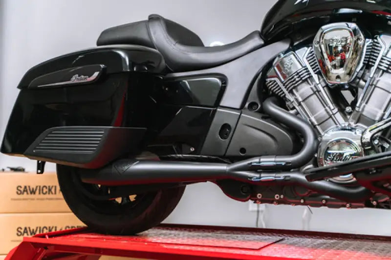 930-01307 Sawicki Indian Challenger Mid Length Cannon Black - Exhaust