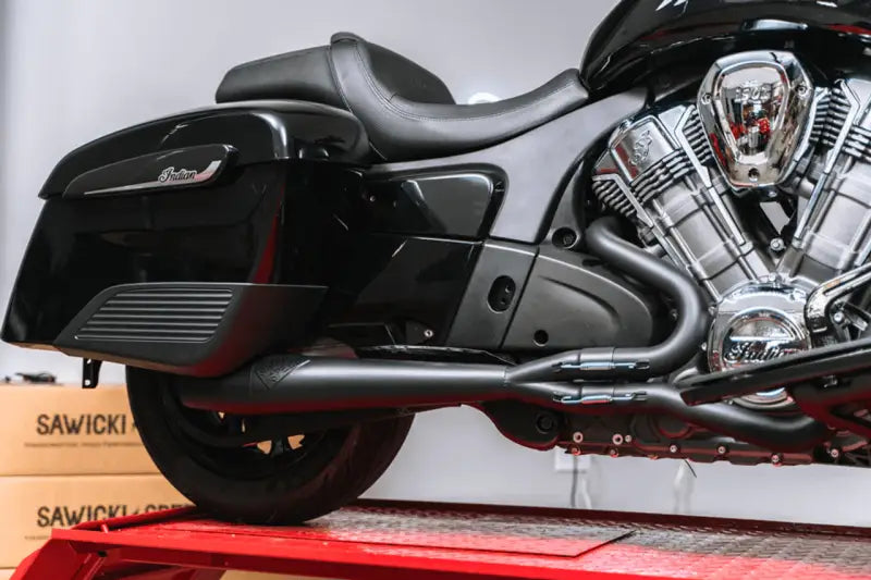 930-01307 Sawicki Indian Challenger Mid Length Cannon Black - Exhaust