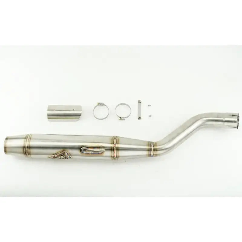 Motorcycle exhaust system for Pan America Slip Cannon in brushed stainless steel