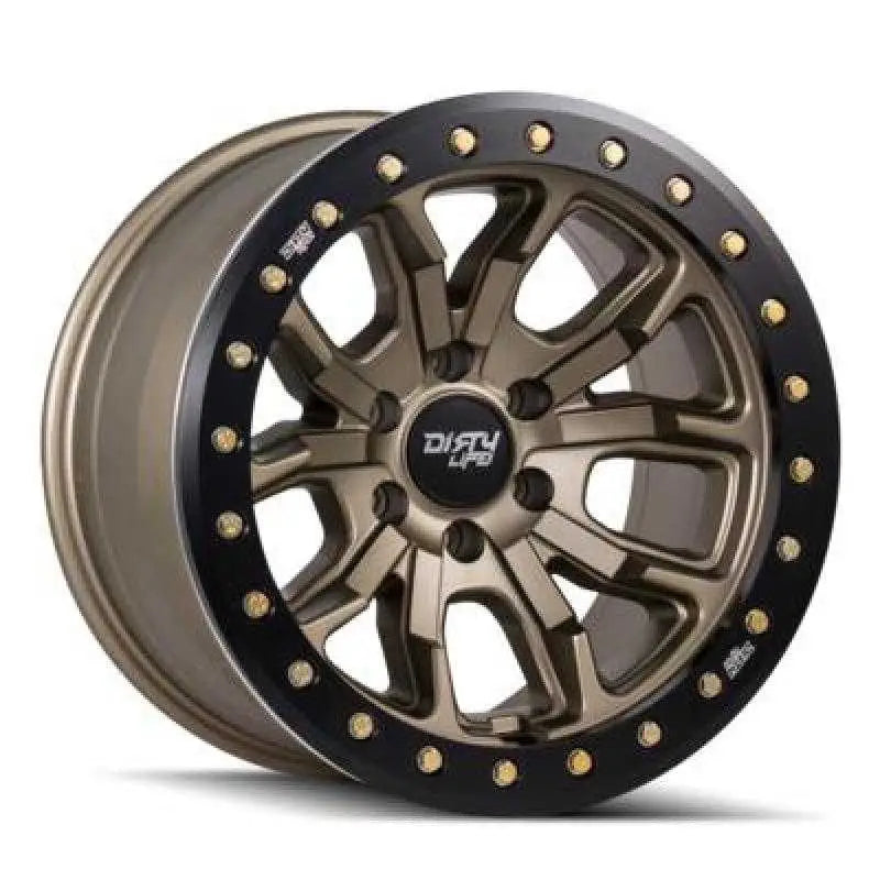Dirty Life 9303-7973MGD12 Dirty Life 9303 DT-1 17x9 / 5x127 BP / -12mm Offset / 78.1mm Hub Satin Gold Wheel - Beadlock