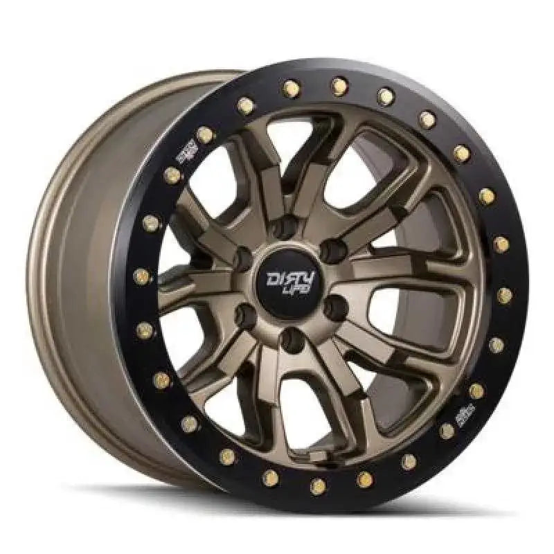 Dirty Life 9303-7973MGD12 Dirty Life 9303 DT-1 17x9 / 5x127 BP / -12mm Offset / 78.1mm Hub Satin Gold Wheel - Beadlock