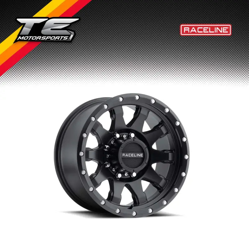 Black Raceline 934B off-road wheel with matte finish and silver lug nuts