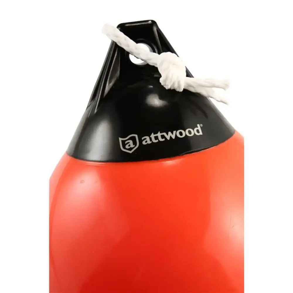Red and black boat fender with rope for marine anchor buoy protection