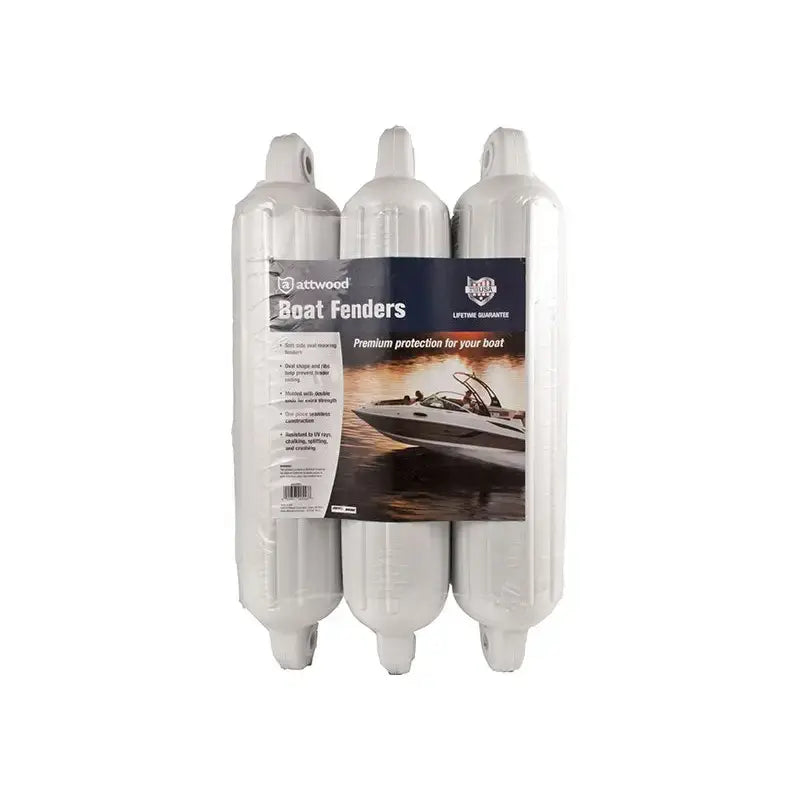93553P2 Attwood Marine 5’ Fender Pack Of 3-White - Boat